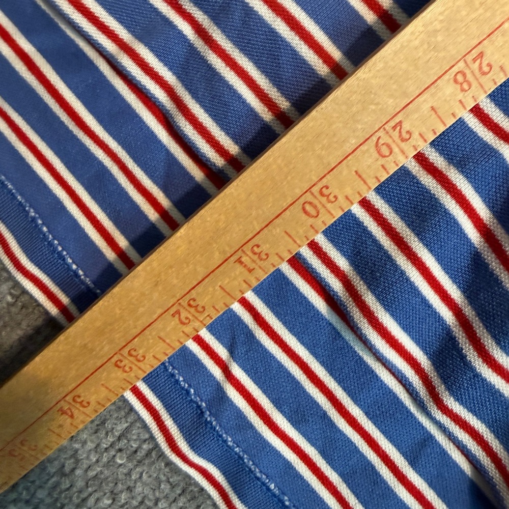 Vintage Polo Ralph Lauren Mens XLT Tall Pima Cotton Striped Polo Shirt Blue - Picture 4 of 5